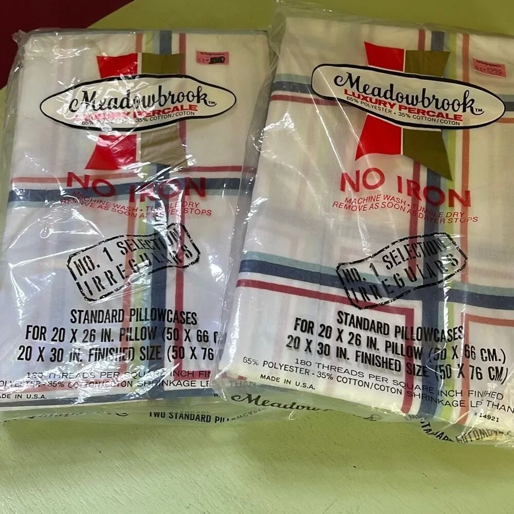 Meadowbrook NWT vintage plaid pillow cases. 2 sets of 2 dead stock